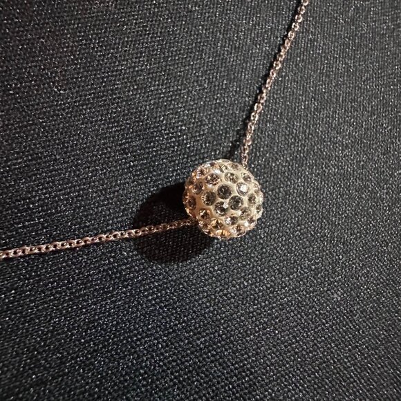Swarovski Diamond Bedazzled Ball Womens Necklace on Sliver Sterling 16" Chain - Picture 2 of 6